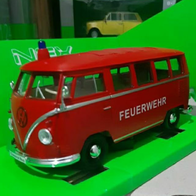 Diecast Welly Skala 1:24 Volkswagen Bus T1 1963 Feuerwehr Baru Bukan Bekas Komplit