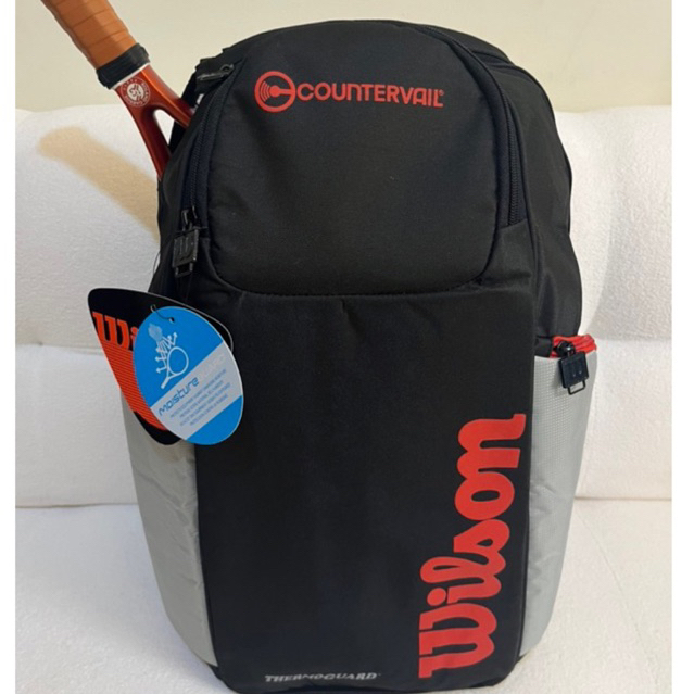 Tas Wilson Countervail Thermoguard / Tas Raket Tenis Ransel / Tas Wilson Backpack Hitam Tulisan Mera