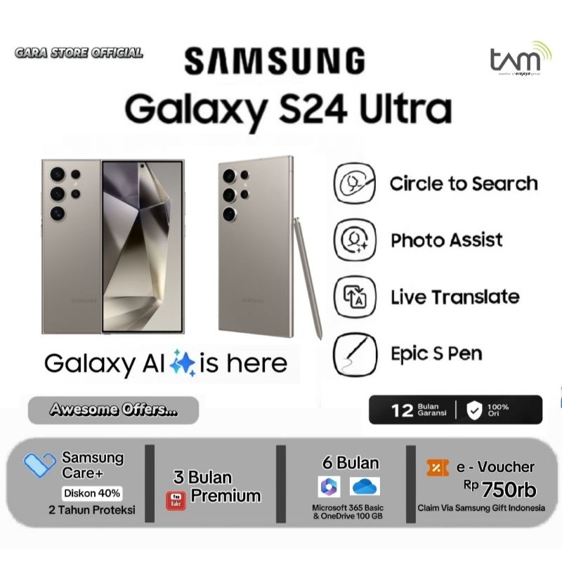 Samsung Galaxy S24 Ultra 5G - 12/256GB - Garansi Resmi