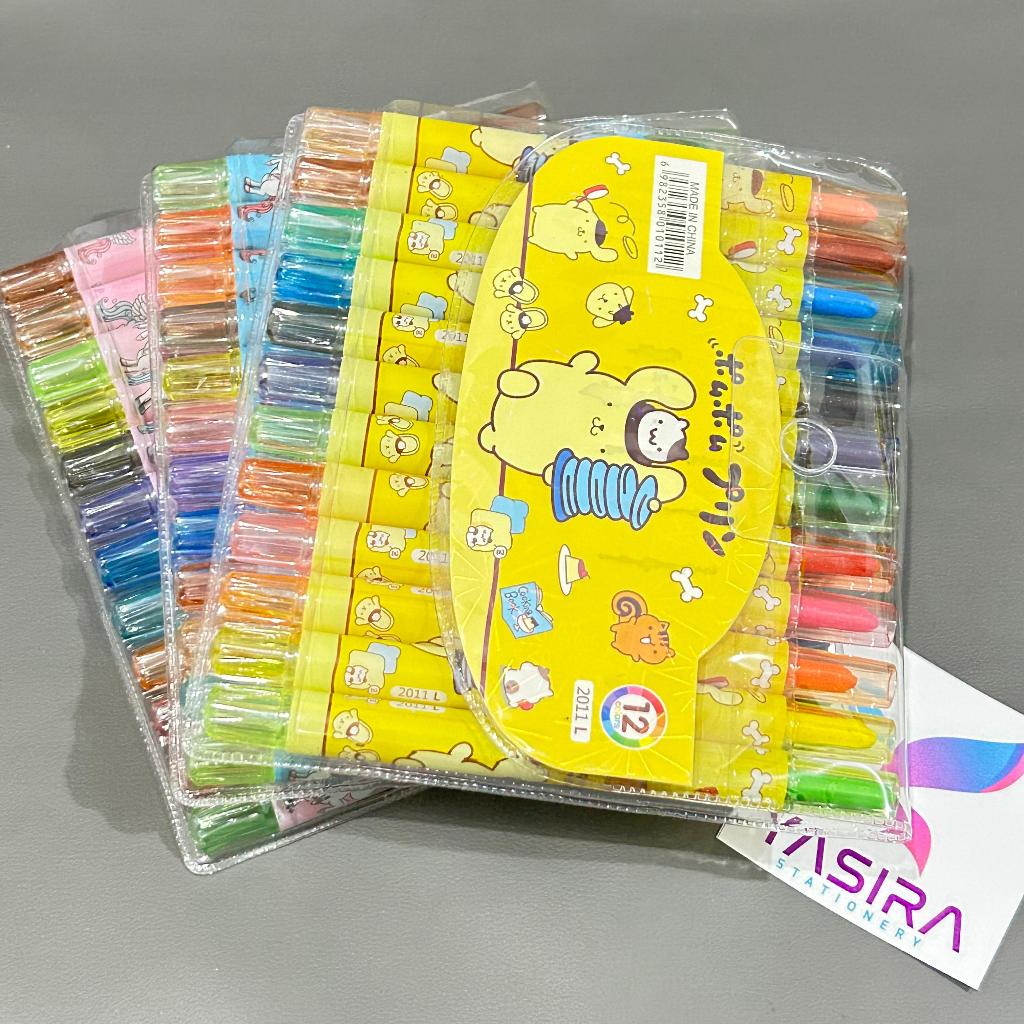 

SATU SET 12 WARNA Crayon Putar Pendek Karakter Lucu Fancy 12 Warna