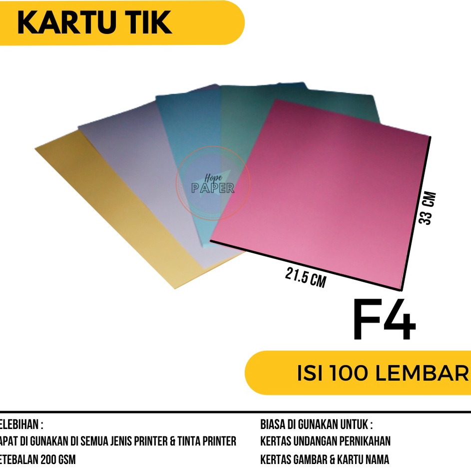 

Karton TIK F4 isi 1 lembar Kertas 2 gram TIK F4 M8JS5753