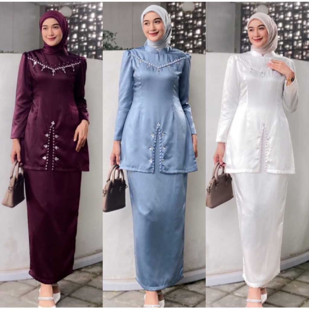 Finest - Oneset FAYRA Baju Kurung Melayu Malaysia Dress Pesta Setelan Wanita Kondangan Full Payet