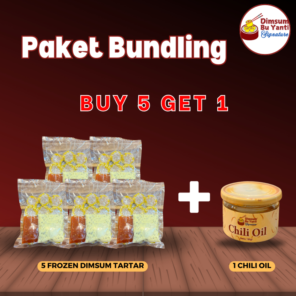 

[PAKET BUNDLING] Beli 5 Dimsum Tartar Frozen Gratis 1 Sambal Chili Oil 100g