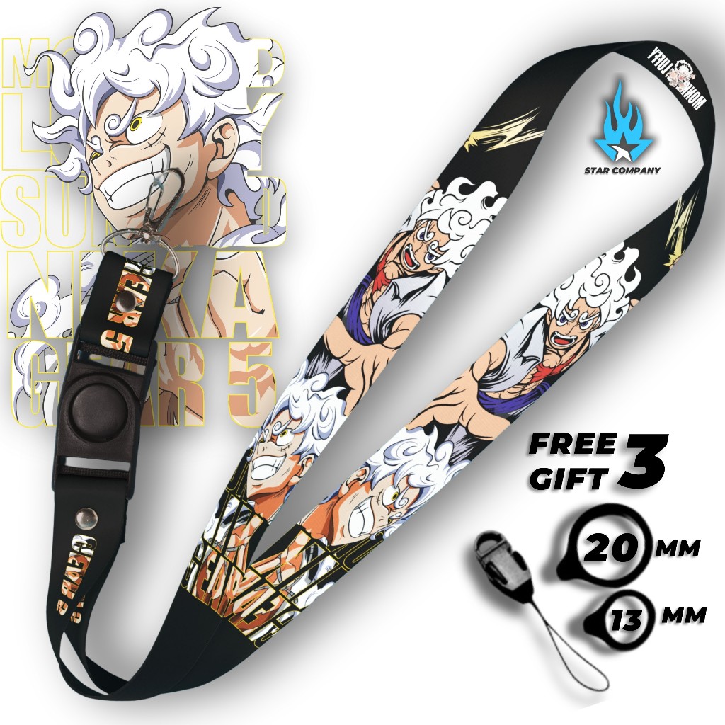 

LANYARD LUFFY GEAR 5 PUTIH ONE PIECE GANTUNGAN HANDPHONE & UNTUK ID CARD