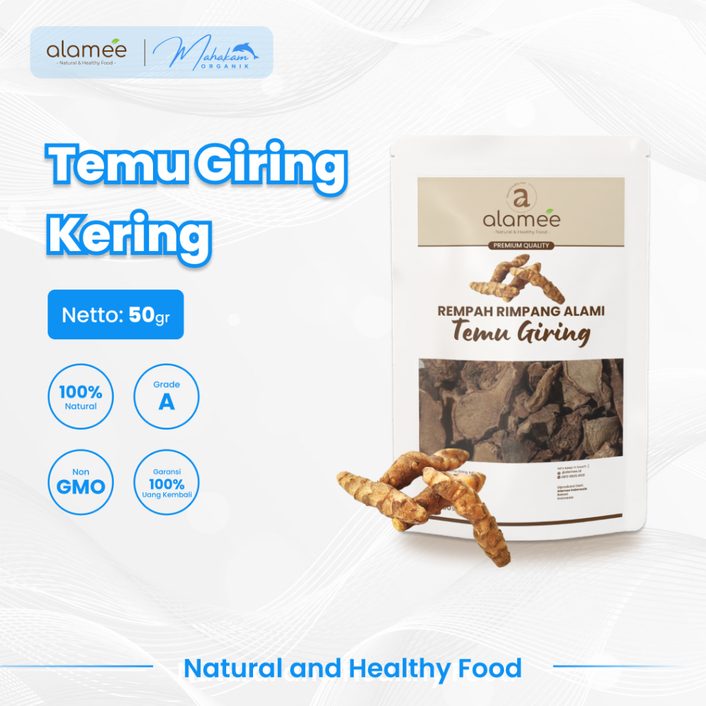 

ALAMEE Temu Giring Kering Rimpang Organik Iris Kuning Gajah Rempah Alami Spice 50gr