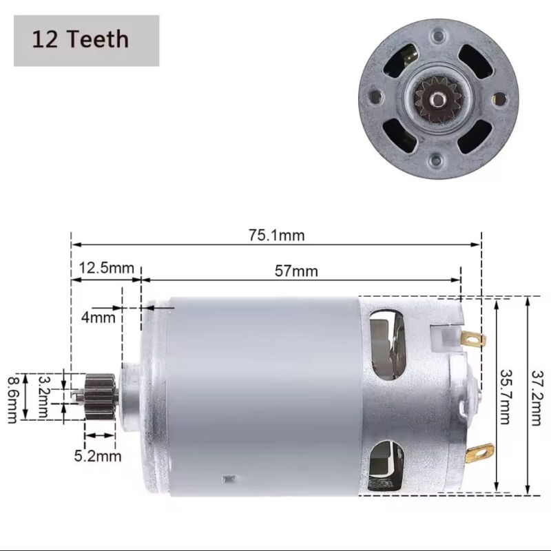 Dinamo DC RS 550 21V Pinion Gear Gigi 12 Teeth Jet Cleaner Cordless Bor Cordless