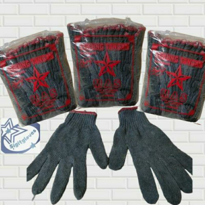 (grosir) sarung tangan rajut 1 lusin sarung tangan kerja safety benang 6 termurah sarung tangan proy