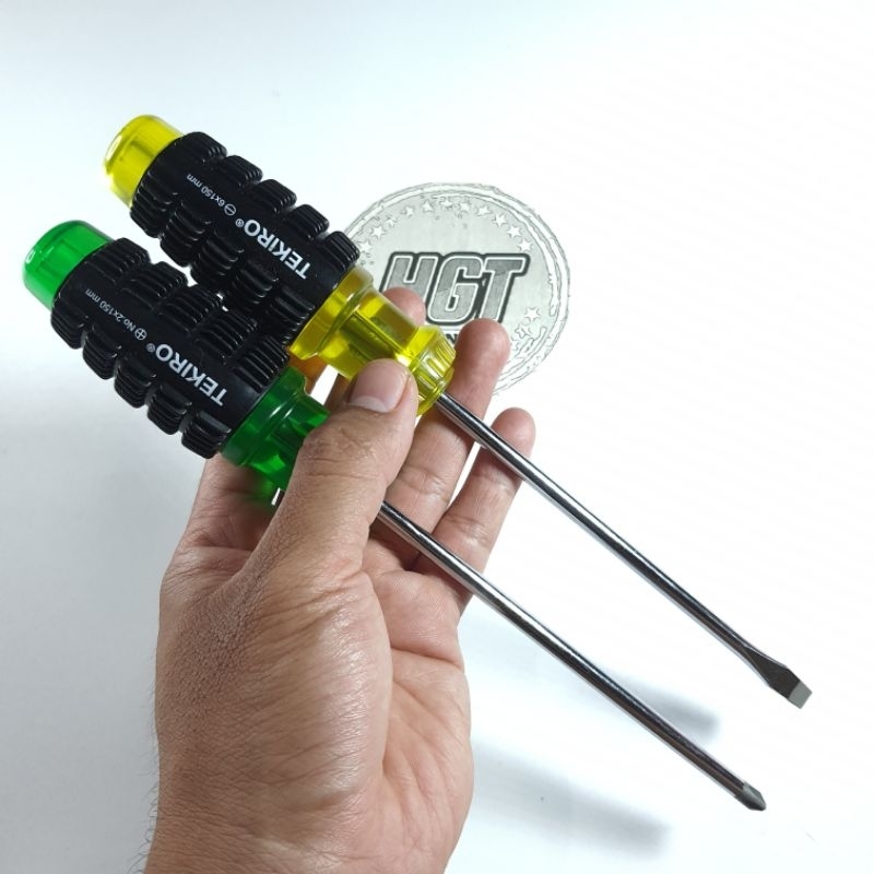 OBENG TEKIRO SET 2 PCS / TEKIRO OBENG GAGANG KARET 150MM MIN PLUS OBENG 6 INCH