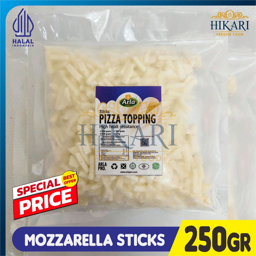 

Arla Pizza Topping Keju Mozzarella Sticks - Repack 250GR - Halal New EXP