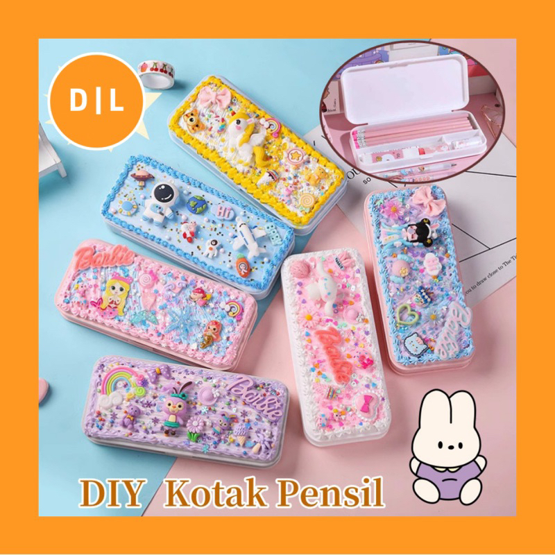 

DIY Deco Cream Kit/Tetapkan Kotak Pen/Tempat pensil menghias/ Deco Cream Clay Kotak /Stationery Pake Handmade