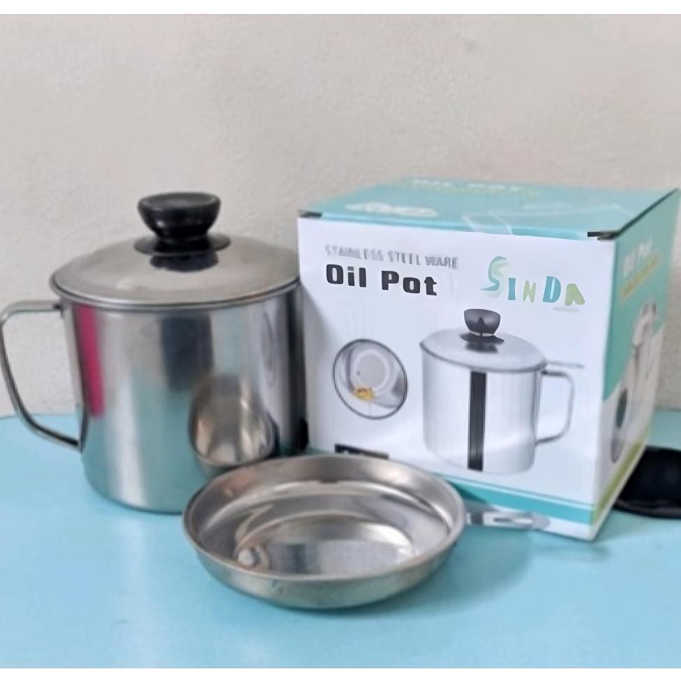 SALE Saringan OIL POT | Teko Tempat Wadah Saringan Minyak Stainles Steel Sinda