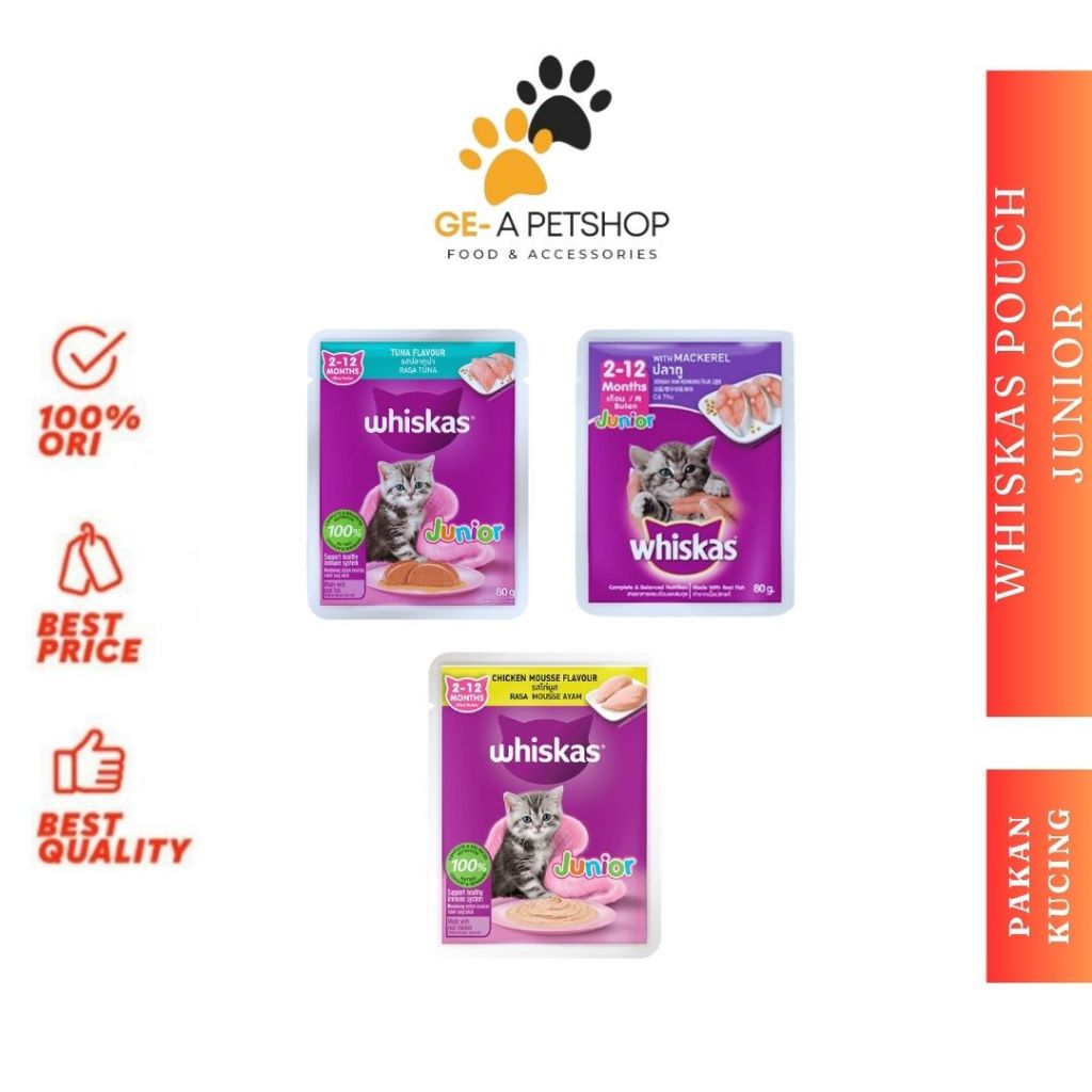 Whiskas Makanan Kucing Basah Pouch Kitten Junior