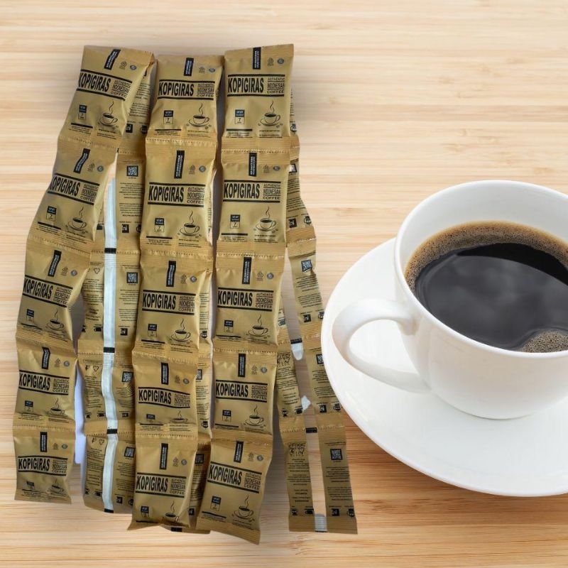 

BUBUK KOPI SPESIAL MEREK 'KOPI GIRAS' 10 SACHET ISI 7 GRAM (RASA PREMIUM, HARGA EKONOMIS)