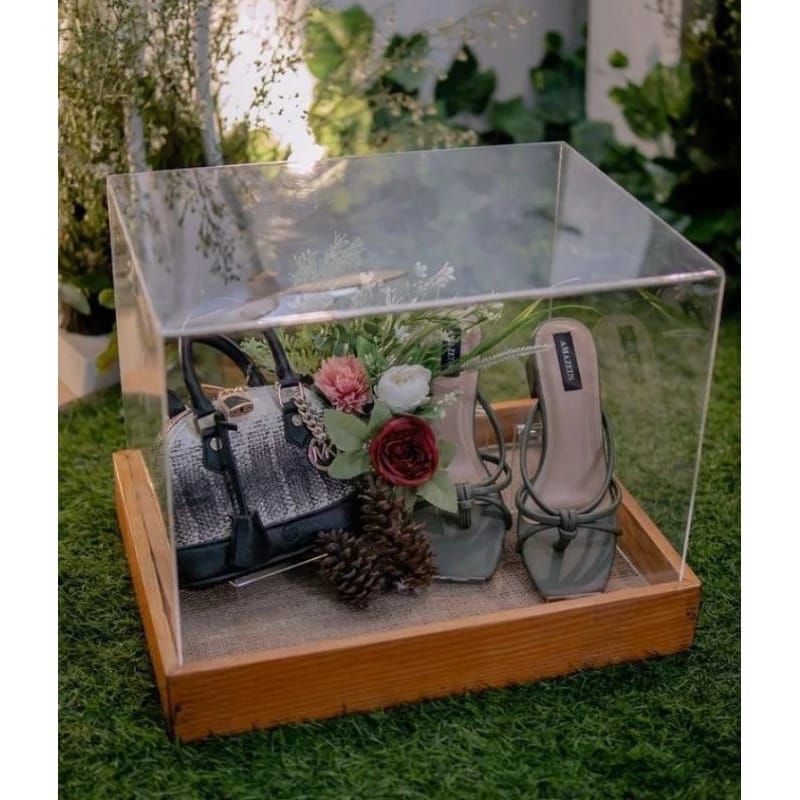 Box Kotak Hantaran Kayu Jati Belanda Isi 4+Mika
