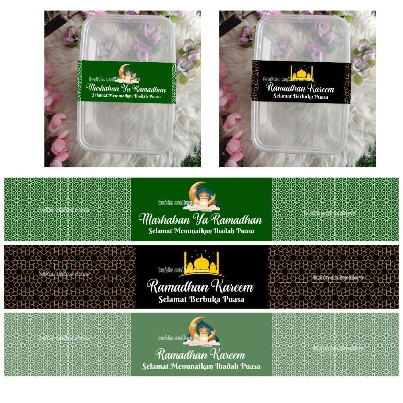 

stiker / sleeve paperbelt label Marhaban Ya Ramadhan Selamat Menunaikan Ibadah Puasa Selamat Berbuka Puasa Segel Kemasan Dus Box Mika thinwall Paperbag dekorasi bingkisan sticker hampers parcel hadiah hantaran Bisa Custom Tambah Nama logo