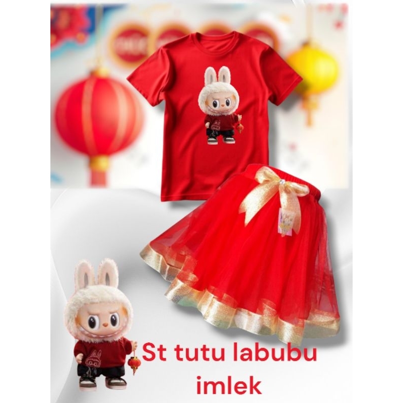 Baju anak perempuan/stelan tutu/stelan baju imlek/stelan motif labubu/tersedia ukuran dr baby sampe 
