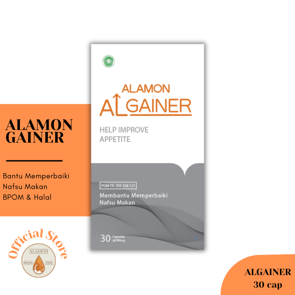 Alamon Gainer - Bantu Perbaiki Nafsu Makan Praktis - 30 Caps - 5 Bahan Aktif Alami