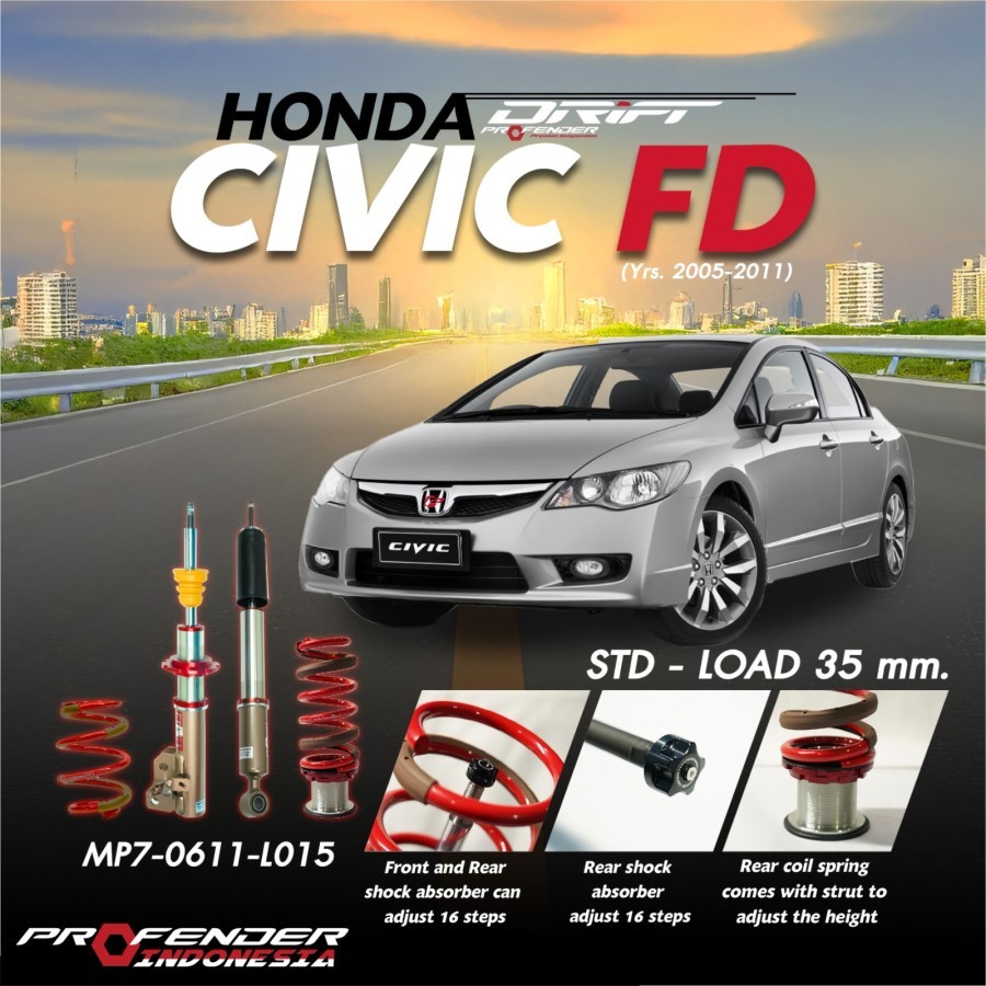 PROFENDER DRIFT FITZ COILOVER shockbecker Shock HONDA Civic FD FD1 FD2 TEIN ISX ISC BC RACING