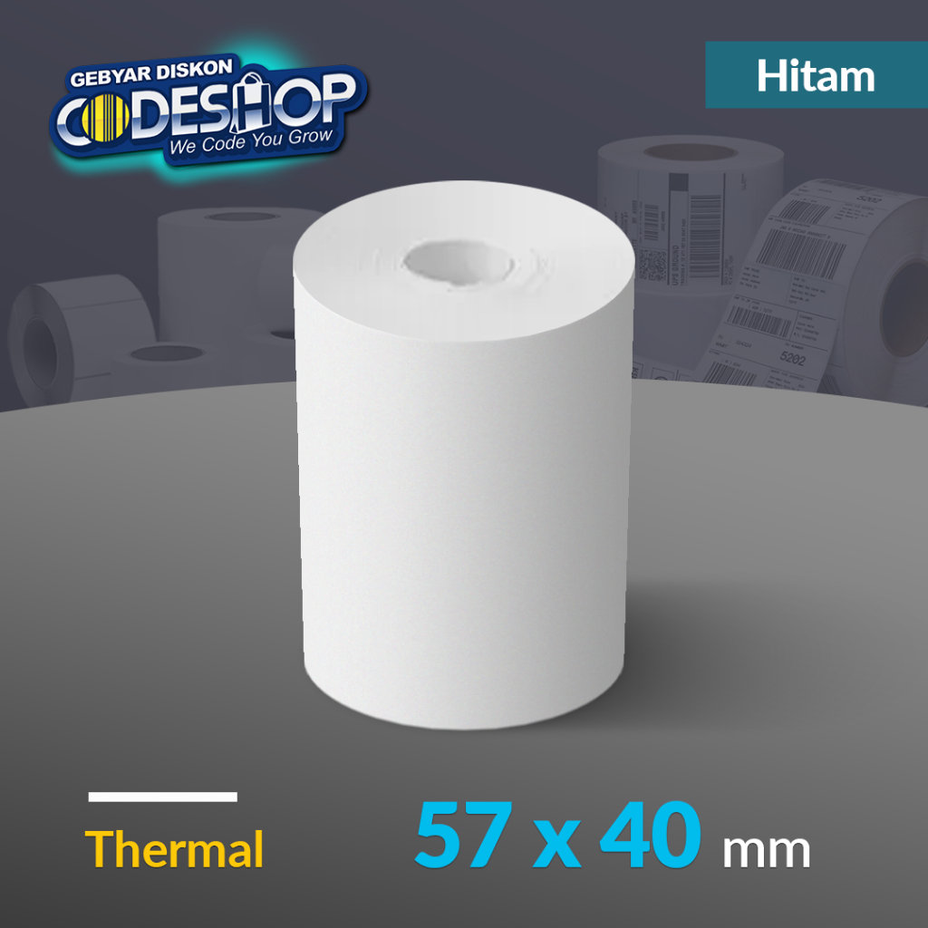 

Codeshop Kertas Struk Kasir Thermal 57x40 mm Printer Bluetooth 58mm
