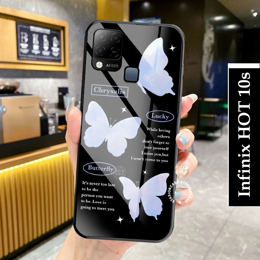 Softcase Glass Hp Infinix Hot 10s NFC Terbaru  Case kaca kilau buat infinix motif new [aesthetic] St
