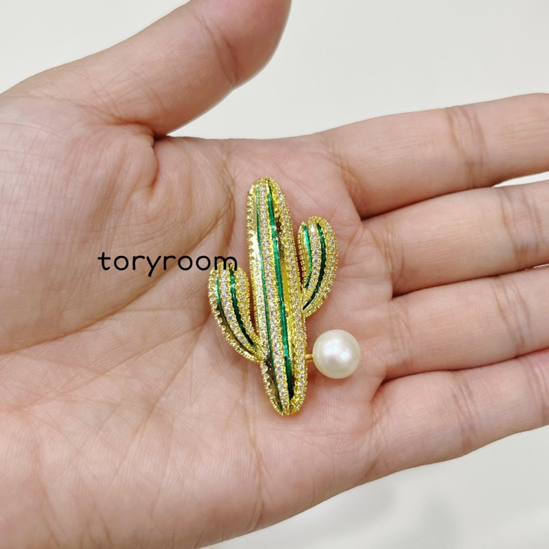 Bros zircon diamond model pot kaktus hijau besar