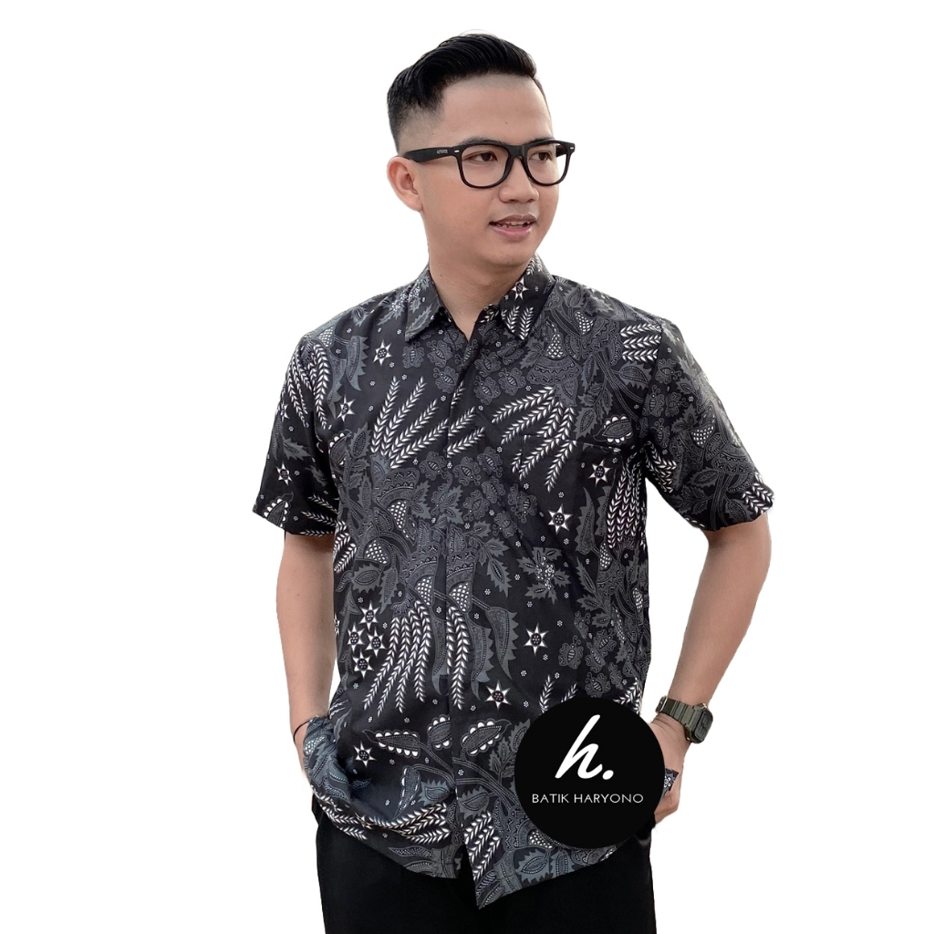 Tampil Keren BATIK HARYONO Baju Pria Kemeja Lengan Pendek Dewasa Tampil Keren