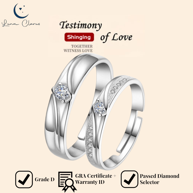 Cincin Kawin Couple Pasangan Perak Asli Emas Putih Palladium Platinum Cincin Titanium Wanita Berlian