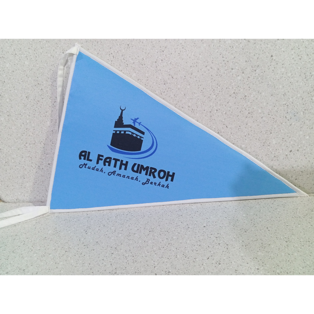 Cetak Bendera Travel Custom/Bendera Segitiga Custom/Bendera Segitiga Custom Full Printing 2Sisi