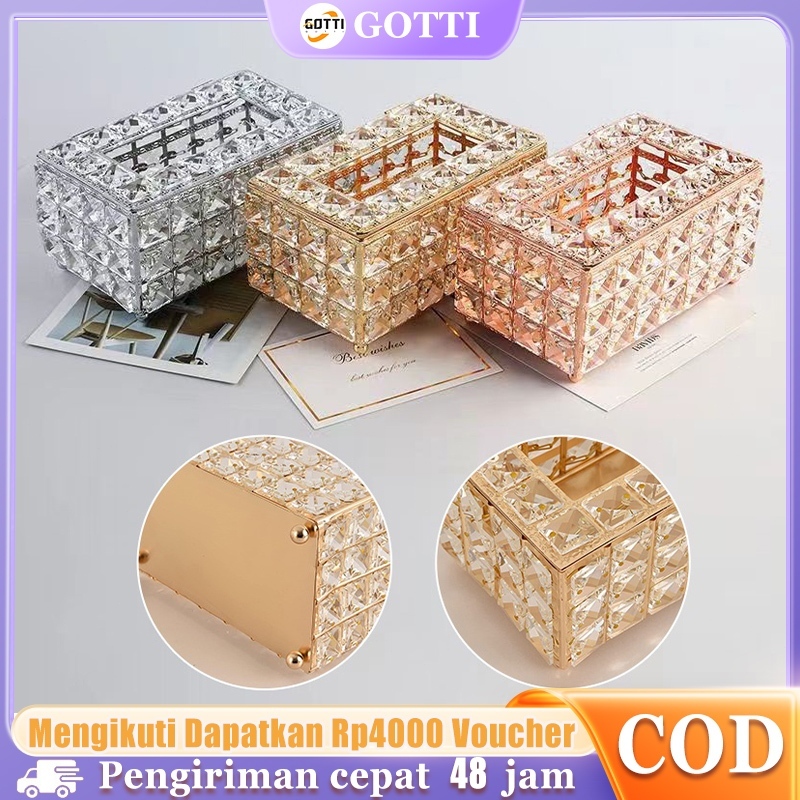 Kotak tisu kristal gaya Eropa kotak tisu hotel kotak tisu blink ornamen kotak tisu