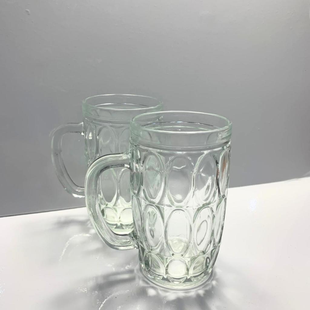 6/12 PCS Gelas Kaca Gagang Jempol / Gelas Teh Kopi / Gelas Kaca 1 Lusin