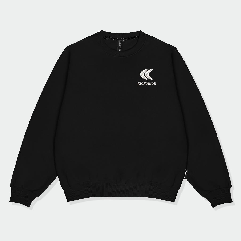 Kickchick Crewneck  Identity Embroidery Black & White Sweater | Sweatshirt Lengan Panjang | KCCN124