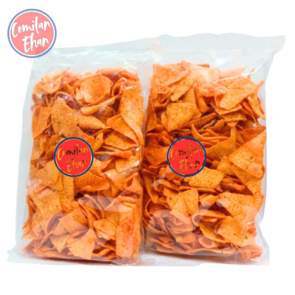 

Keripik Tortilla - 500gr Happy Tos BBQ Balado Snack Kiloan