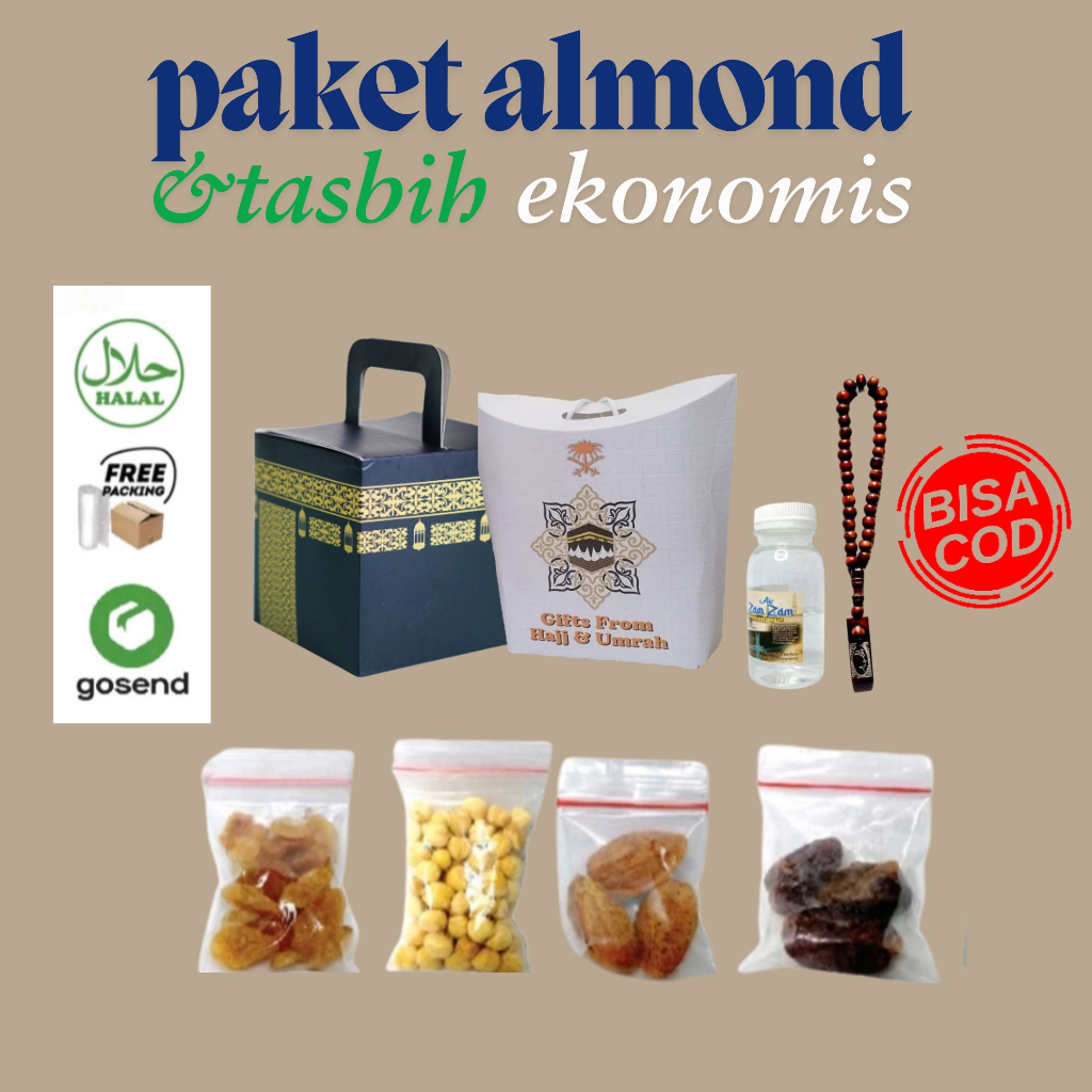 

Oleh Oleh Haji dan Umroh paket dus teng-teng/ tali kabah paket kacang almond TASBIH 33 dengan atau tanpa zamzam