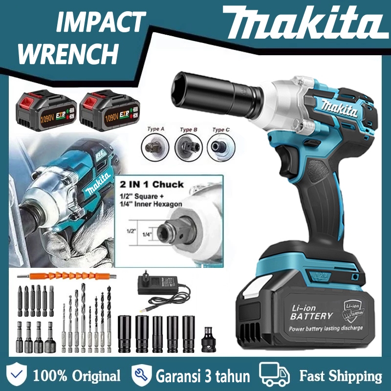 Opinkrandam - MAKITA Impact Wrench Cordless 1090V/588V Brushless Bor Impact Baterai Mesin Impact