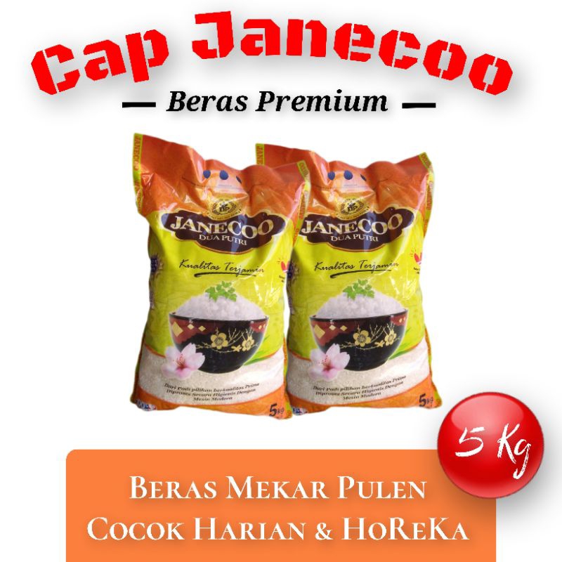 

BERAS 5 KG CAP JANECOO ORIGINAL MEKAR BAIK PULEN BAGUS GROSIR MURAH BANDUNG