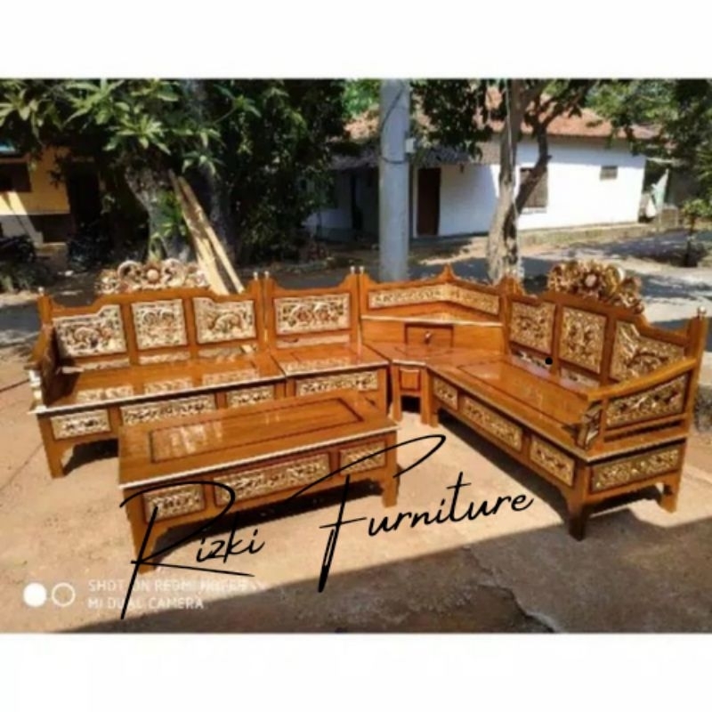 KURSI SUDUT MAHKOTA KAYU JATI / KURSI MINIMALIS KAYU JATI / KURSI SUDUT MAHKOTA