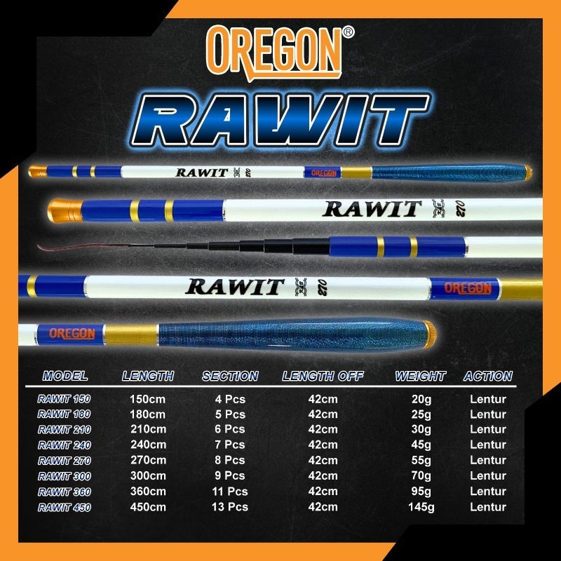 Tegek Oregon Rawit Dan Rawit Tenkara Kolong Dan Biasa 210,240,270,360