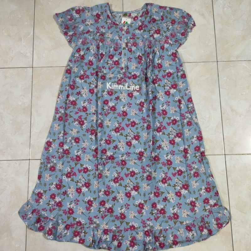 Baju Tidur Merlin Model Terusan Bahan Katun 3 Corak Kembang Daster Smoke Dewasa All Size Motif Bunga