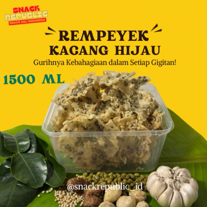 

Rempeyek Kacang Hijau Sultan by Snack Republic - Kemasan thinwall 1500 ml (200-250 gr)