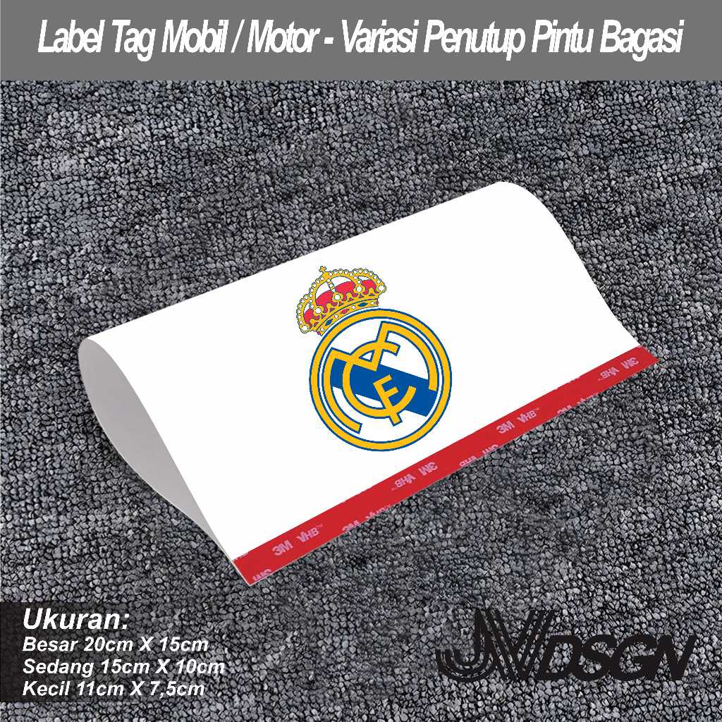 real madrid  - Label Tag Mobil - Variasi Penutup Pintu Bagasi - Hiasan Stiker Lego Mobil Viral