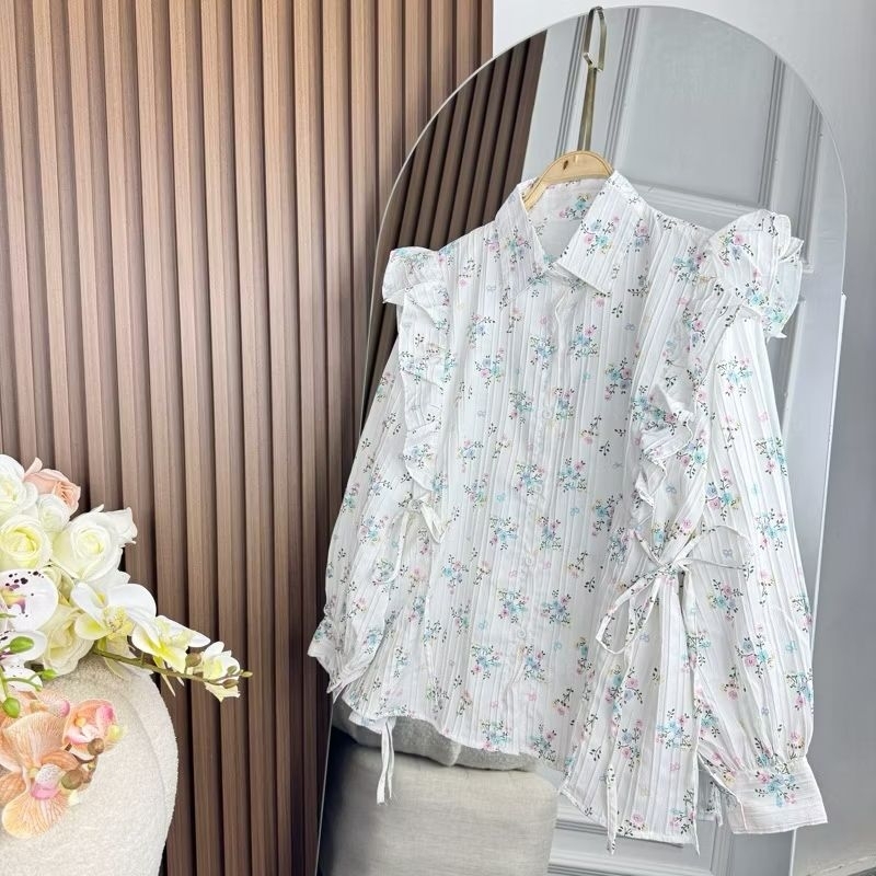 Blouse Wanita Motif Bunga Korean Style Premium