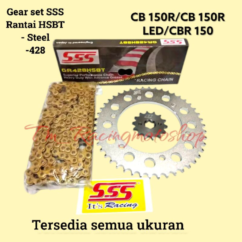 Gear full HSBT set SSS 428 CB150R - CB150R LED - CBR 150 rantai GOLD HSBT (Baut 4)