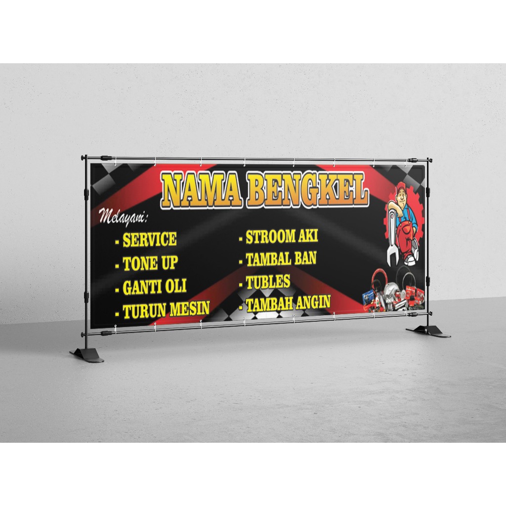 BANNER SPANDUK BENGKEL MOTOR CUSTOM DESAIN & UKURAN/PROMOSI BENGKEL MOTOR