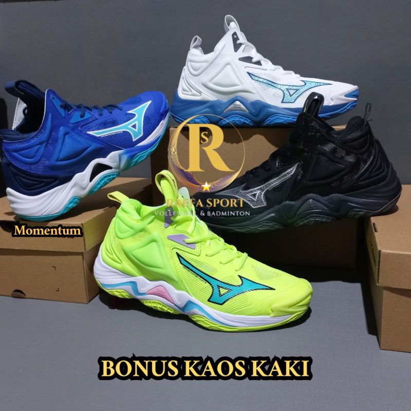 Mizuno wave momentum 3 mid grade ori terbaru Sepatu volly pria wanita