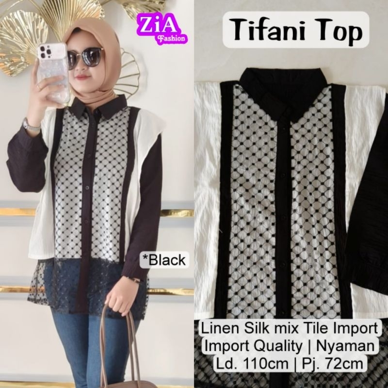 Tifani Top By Zia Fashion Atasan Mix Tile Brokat Fashion Old Money Casual