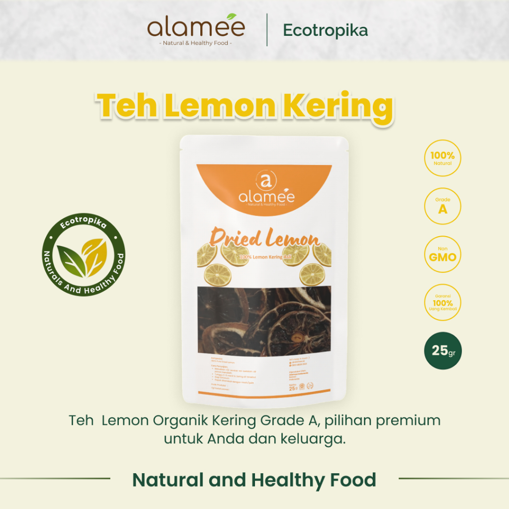 

Lemon Kering Dried Slice Tea Teh Herbal Iris Organik Minuman Herbal Premium Kemasan 25gr