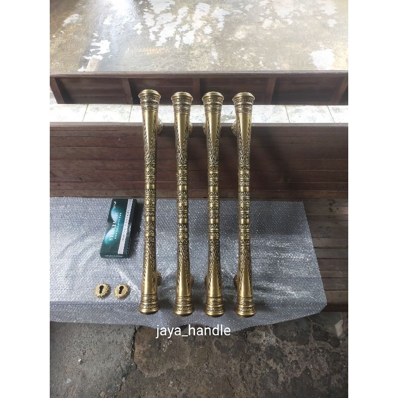 1 Paket Handle Pintu Rumah Kuningan Antik Motif Godo Ukir Uk 80 cm / Gagang Pintu Kuningan / Tarikan