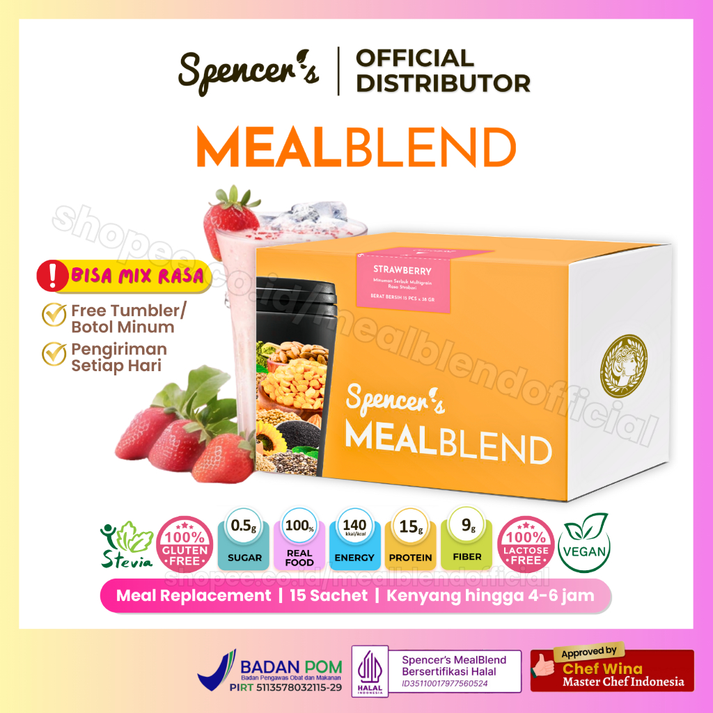 

Spencer's MealBlend STRAWBERRY - Pengganti Sarapan & Makan Malam Diet Enak Sehat Bergizi Meal Blend