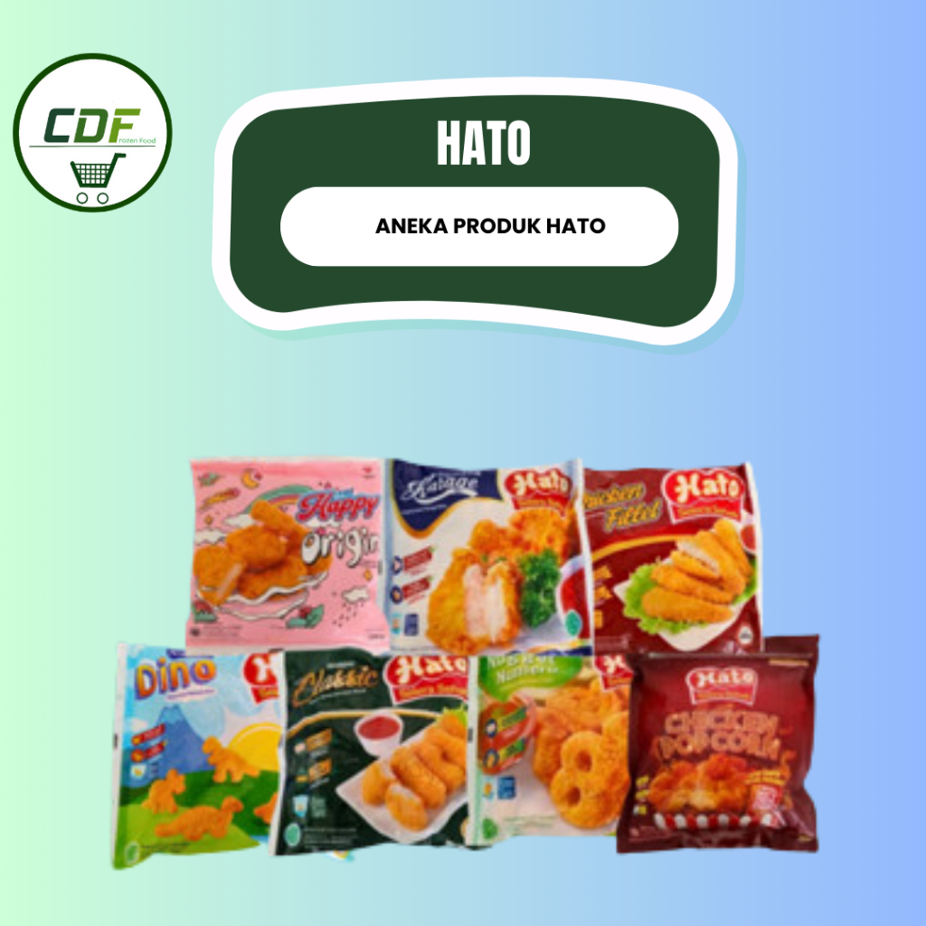 

HATO Chicken Nugget Bentuk Dino 500g / Nugget Clasic 500gr/ Nugget Numero 500gr/ Chicken Fillet 500gr