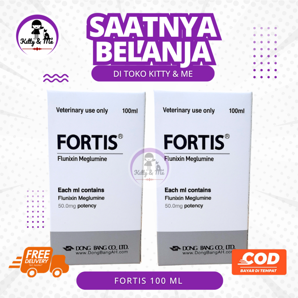 FORTIS 100 ML (FLUNIXIN MEGLUMINE) - Obat Hewan Injeksi Golongan NSAID